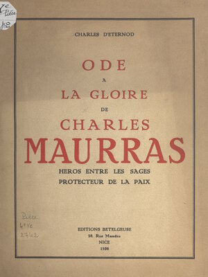 cover image of Ode à la gloire de Charles Maurras
